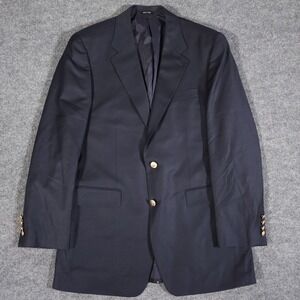 Lauren Ralph Lauren Blazer Mens Size 40L Navy Wool Gold Logo Buttons Two Button